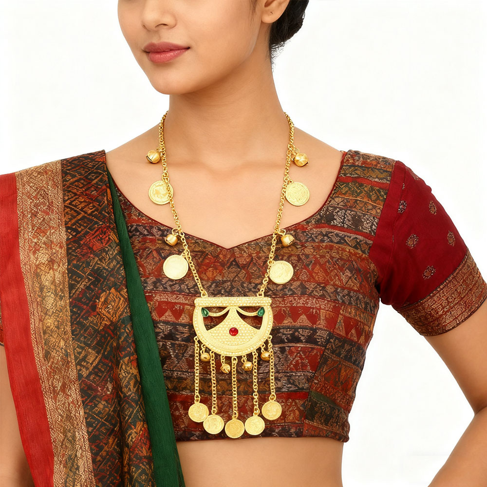 Ethnic Fashion Pakistan - Afghan Pakistan Traditional Coins Moon Necklace